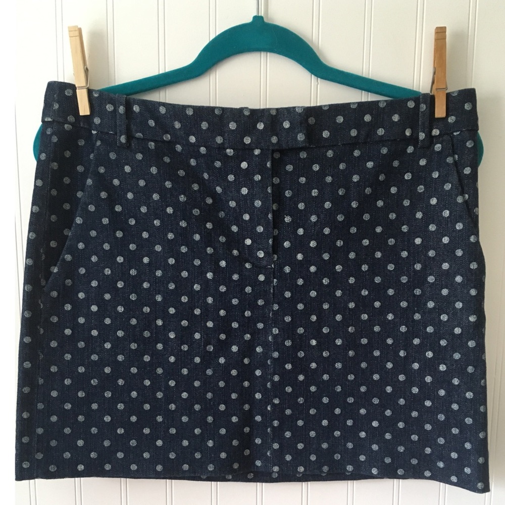 J Crew Polka Dot Denim Skirt